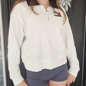 Tommy Hilfiger White V-Neck Sweater